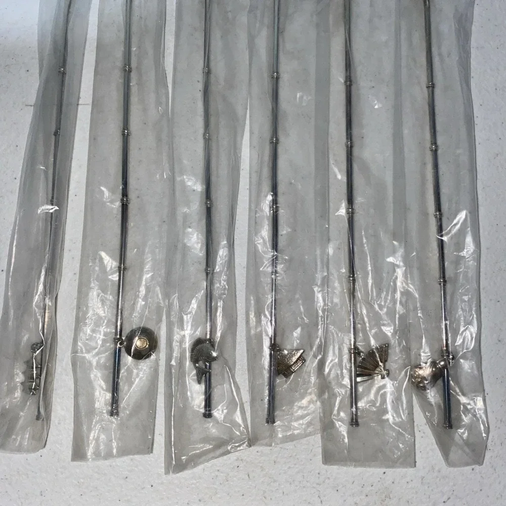 VTG Sterling Silver Set Of 6 Sakai Japan Iced Tea Spoons Cocktail Straws NEW